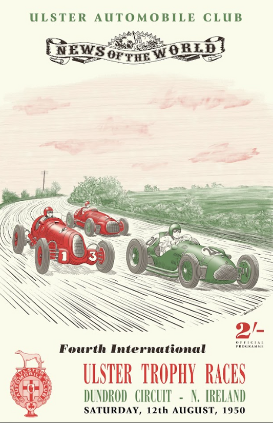 Ulster Trophy Races 1950 Car Racing Poster - Historic Motorsport Event, Vintage - PosterFire.com