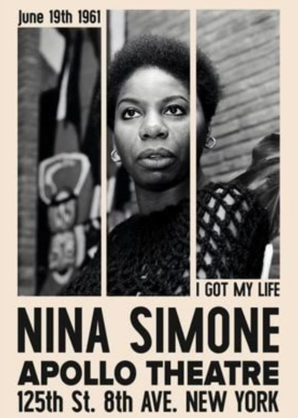 Nina Simone Apollo Theatre Poster 24x36 - Live Performance, Iconic Venue, Rare - PosterFire.com