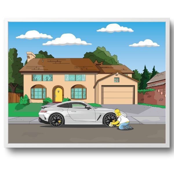 The Simpsons 2024 Mercedes amg gt poster 24x30 homer JDM stanced art pop culture - PosterFire.com