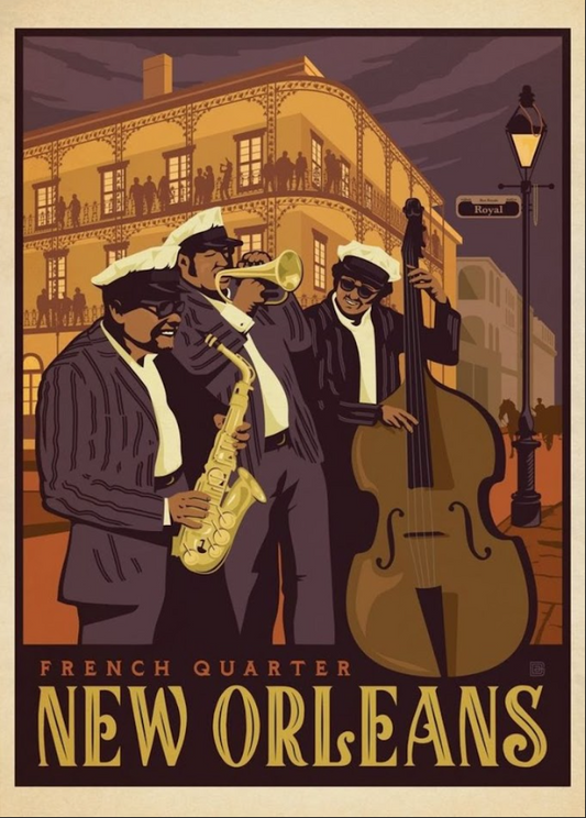 French Quarter New Orleans Jazz Poster 24x36 - Iconic District, Classic Vibes - PosterFire.com