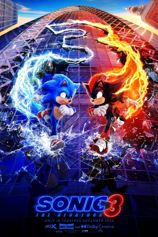 Sonic the Hedgehog 3 2024 24x36 Poster Action-Packed Adventure Sega Film - PosterFire.com