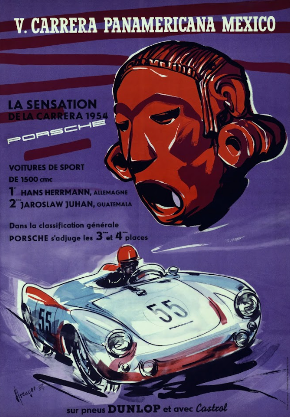 V.Carrera Panamericana Mexico Car Racing Poster - Historic Mexican Motorsport