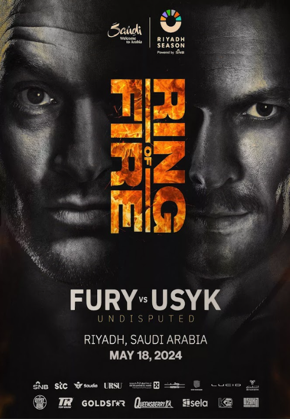 Ring of Fire Fury vs Usyk Poster 24x36 - Heavyweight Unification Battle, Epic - PosterFire.com