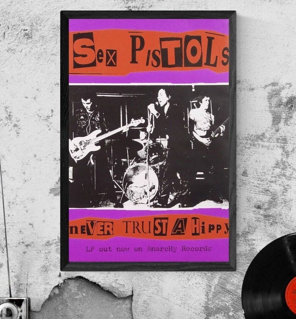 Sex pistols never trust a hippy poster 24x36 punk rock the clash anarchy new pop